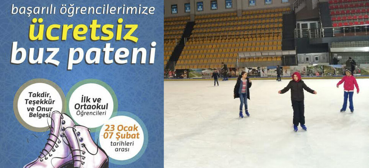 Kocaeli'nde takdir ve teşekkür getirene buz pateni bedava