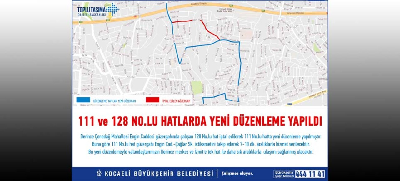 111 ve 128 numaralı hatlarda vatandaşı rahatlatacak düzenleme