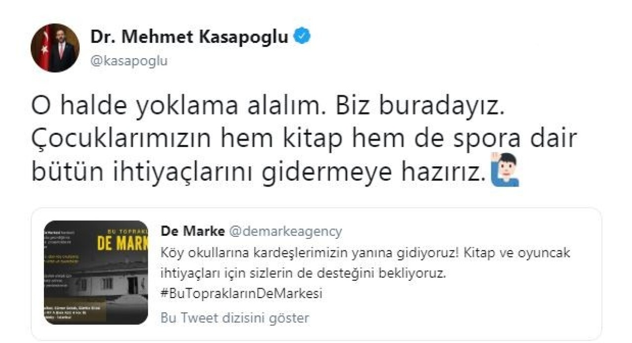 Bakan Kasapoğlu’ndan kitap ve oyuncak kampanyasına destek