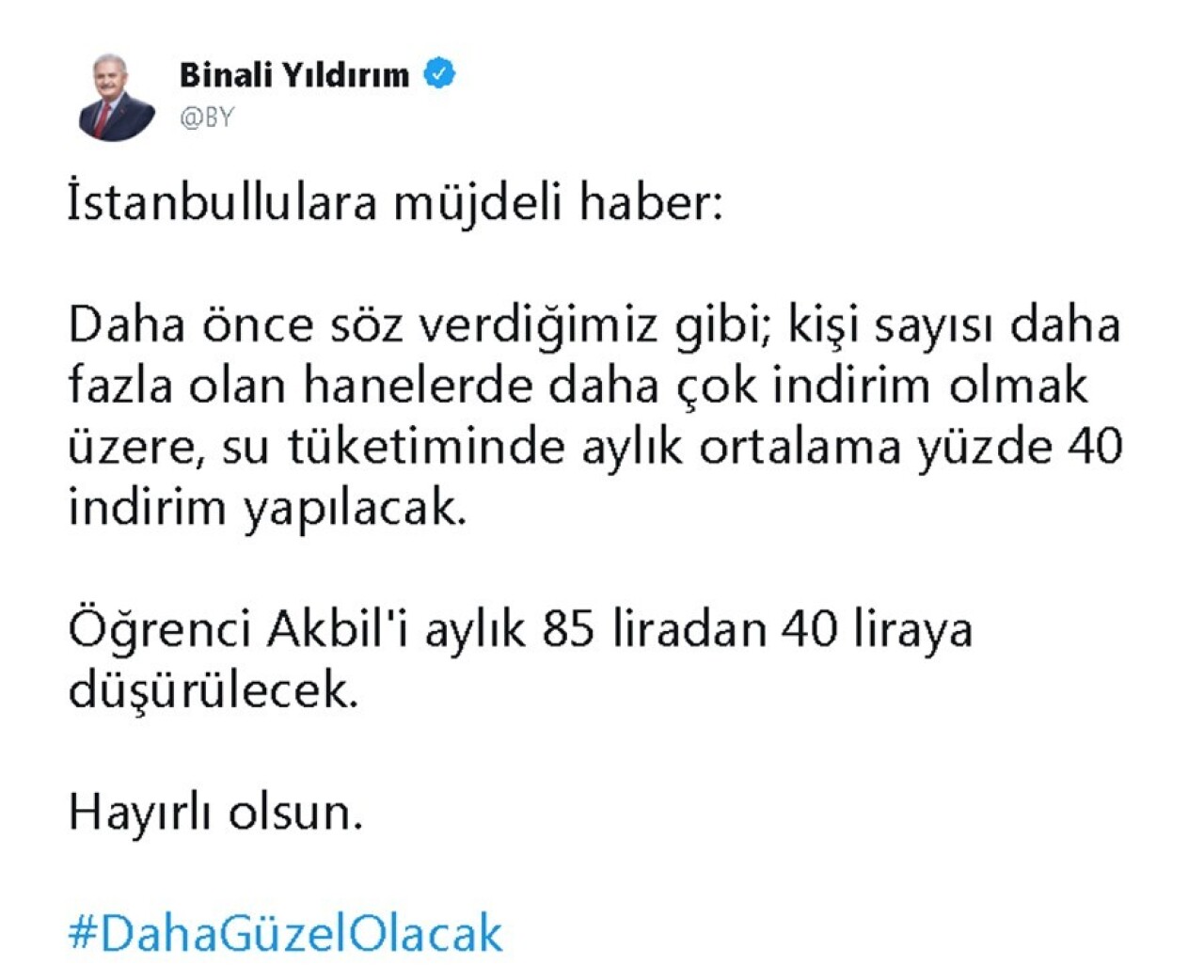 Binali Yıldırım’dan İstanbullulara müjde