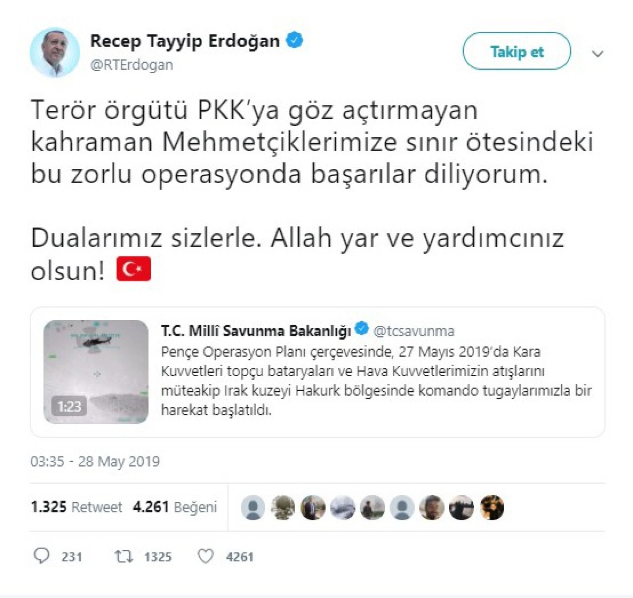 Cumhurbaşkanı Erdoğan’dan "Pençe" harekatı mesajı