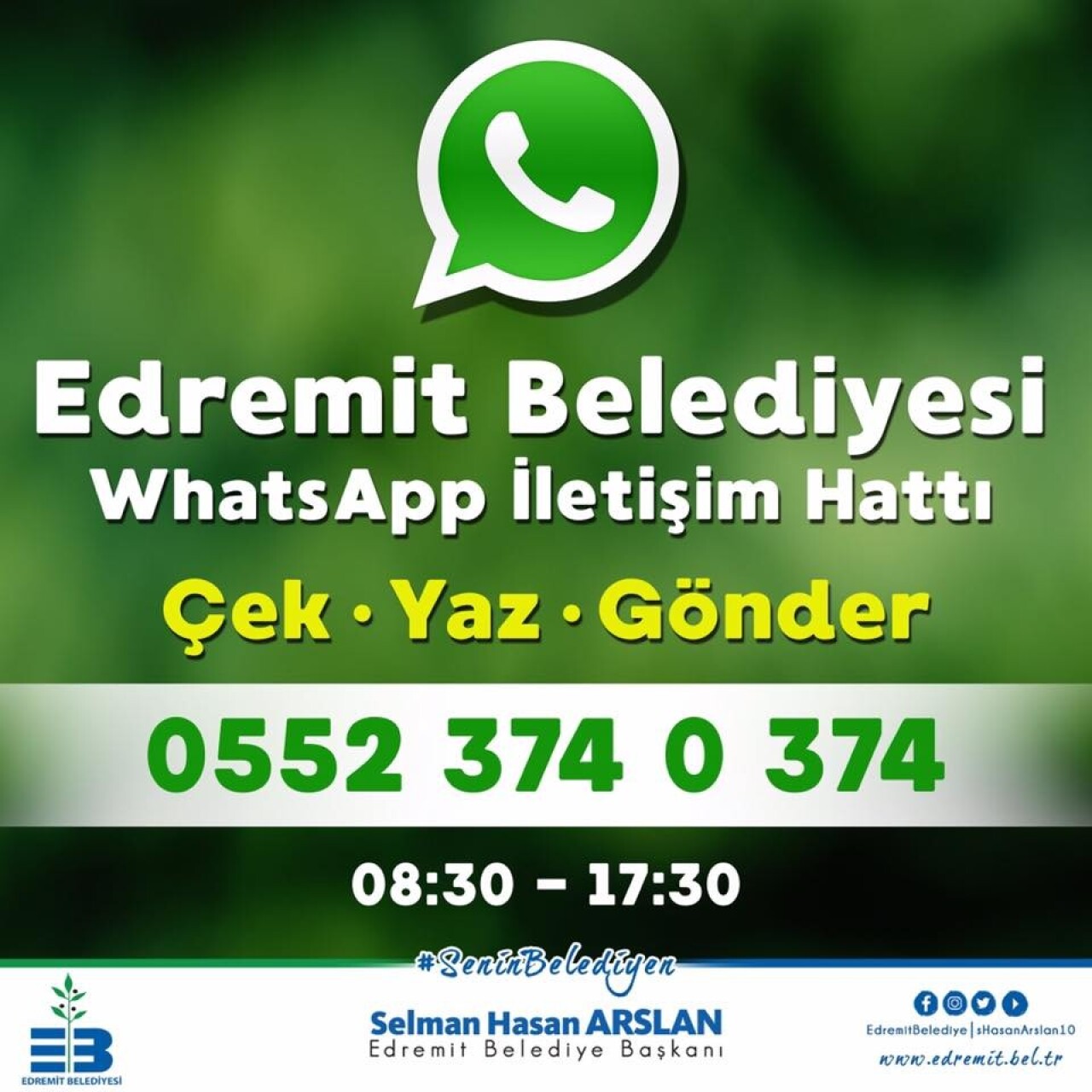 Edremit Belediyesi “WhatsApp İletişim Hattı” oluşturuldu