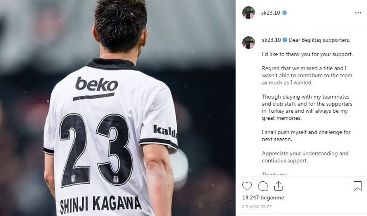 Kagawa Beşiktaş’a veda etti