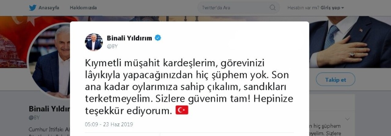 Binali Yıldırım’dan ’sandıkları terk etmeme’ çağrısı