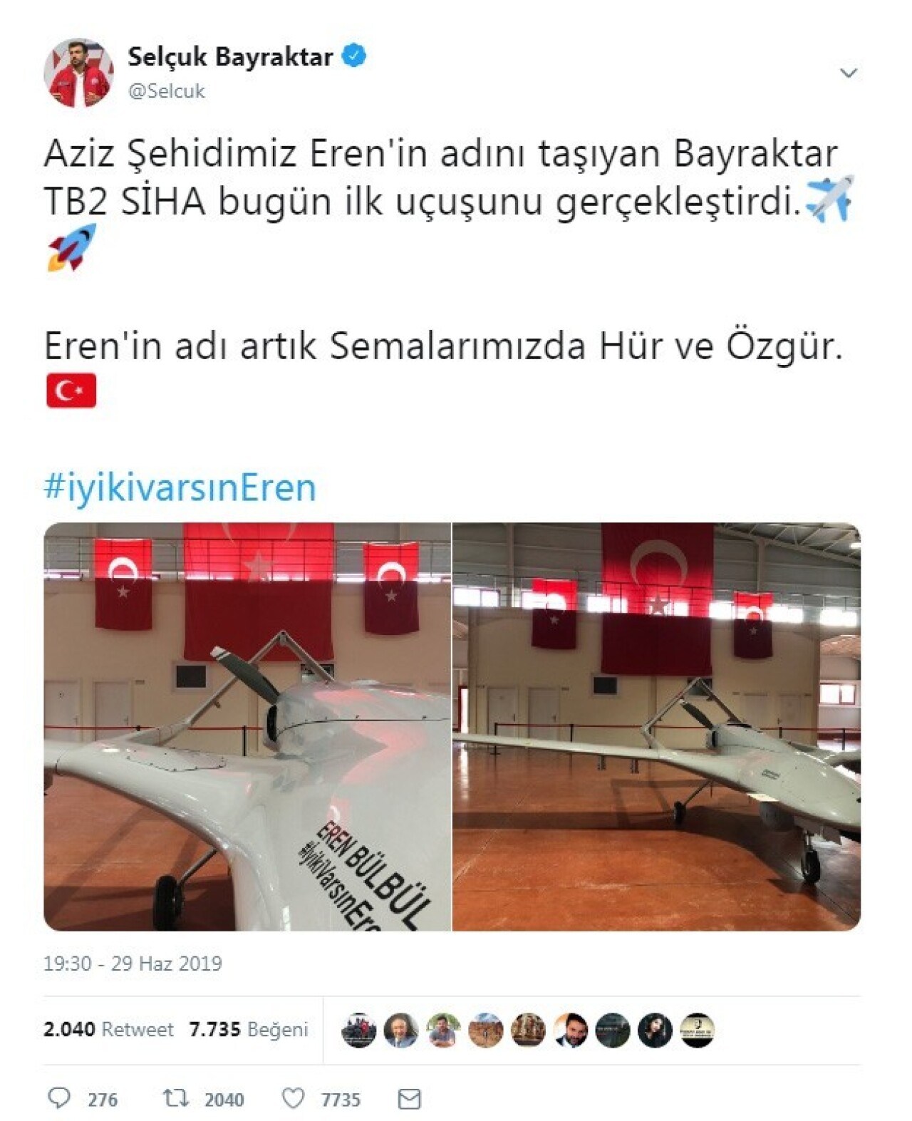 Eren Bülbül’ün adını taşıyan SİHA ilk uçunu gerçekleştirdi