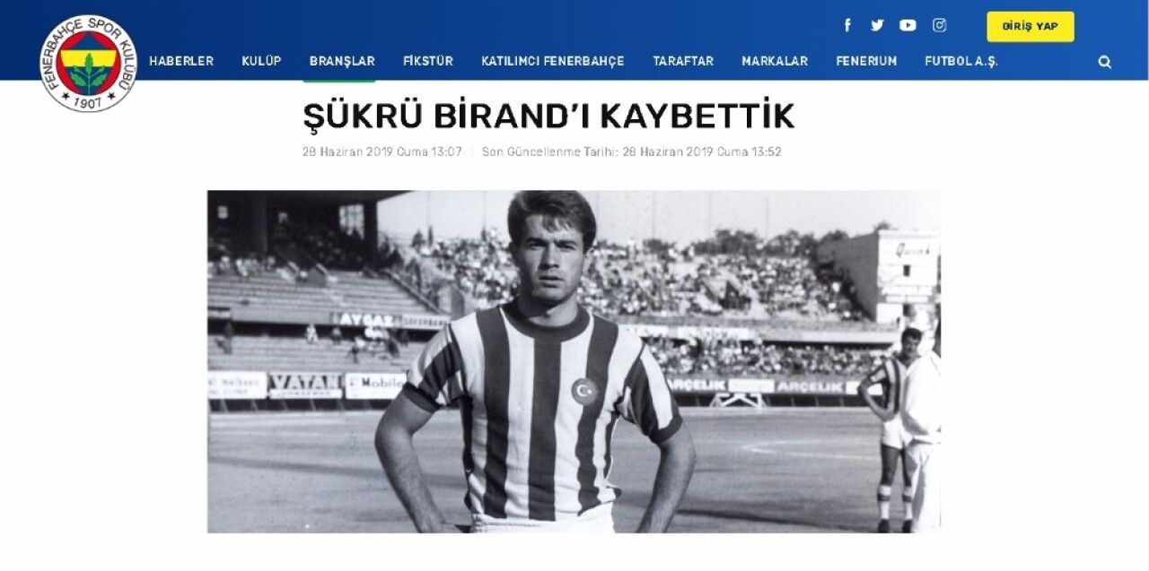 Eski futbolcu Şükrü Birand vefat etti