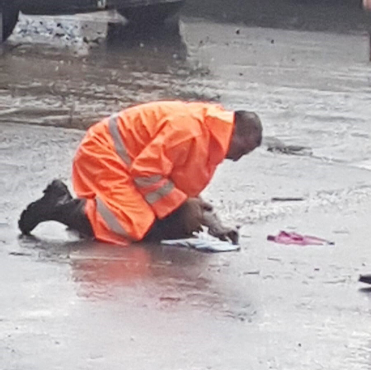 Kediyi suni teneffüsle kurtardı, o anlar fotoğraf karelerine yansıdı