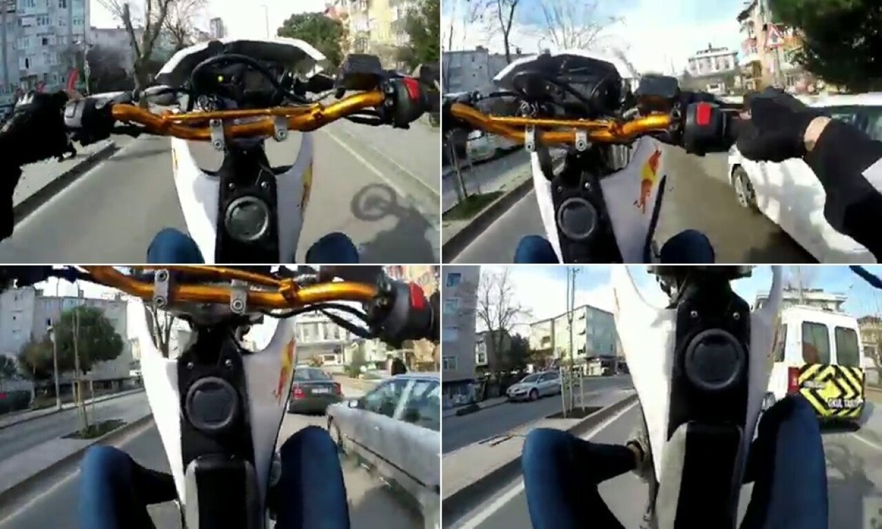 (Özel) Üsküdar’da motosikletlinin ‘tek teker terörü’ kamerada