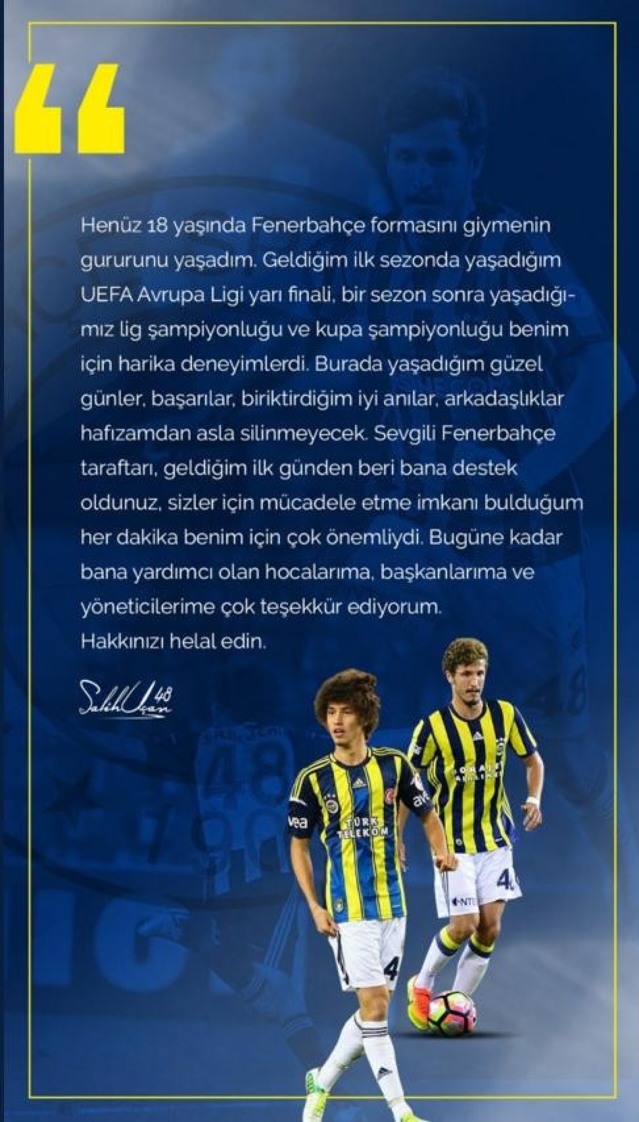 Salih Uçan Fenerbahçe’ye veda etti