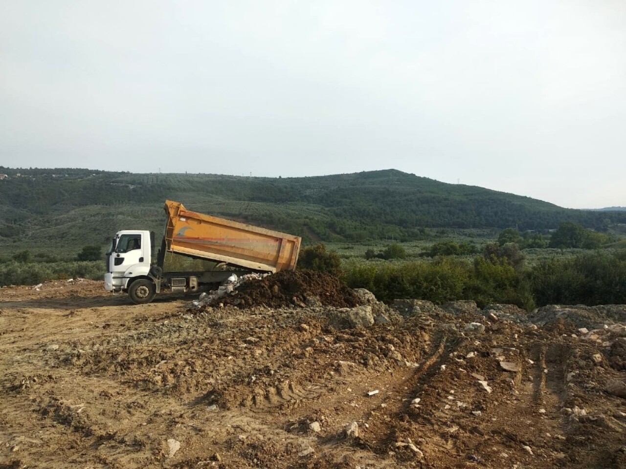 Gemlik’te yeşil alana hafriyat zabıtaya takıldı