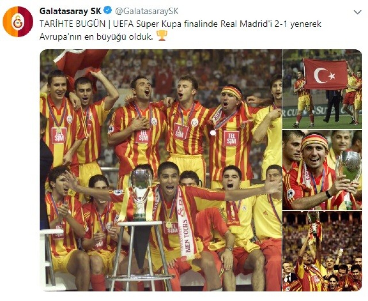 Galatasaray’dan UEFA Süper Kupa’nın yıl dönümü paylaşımı