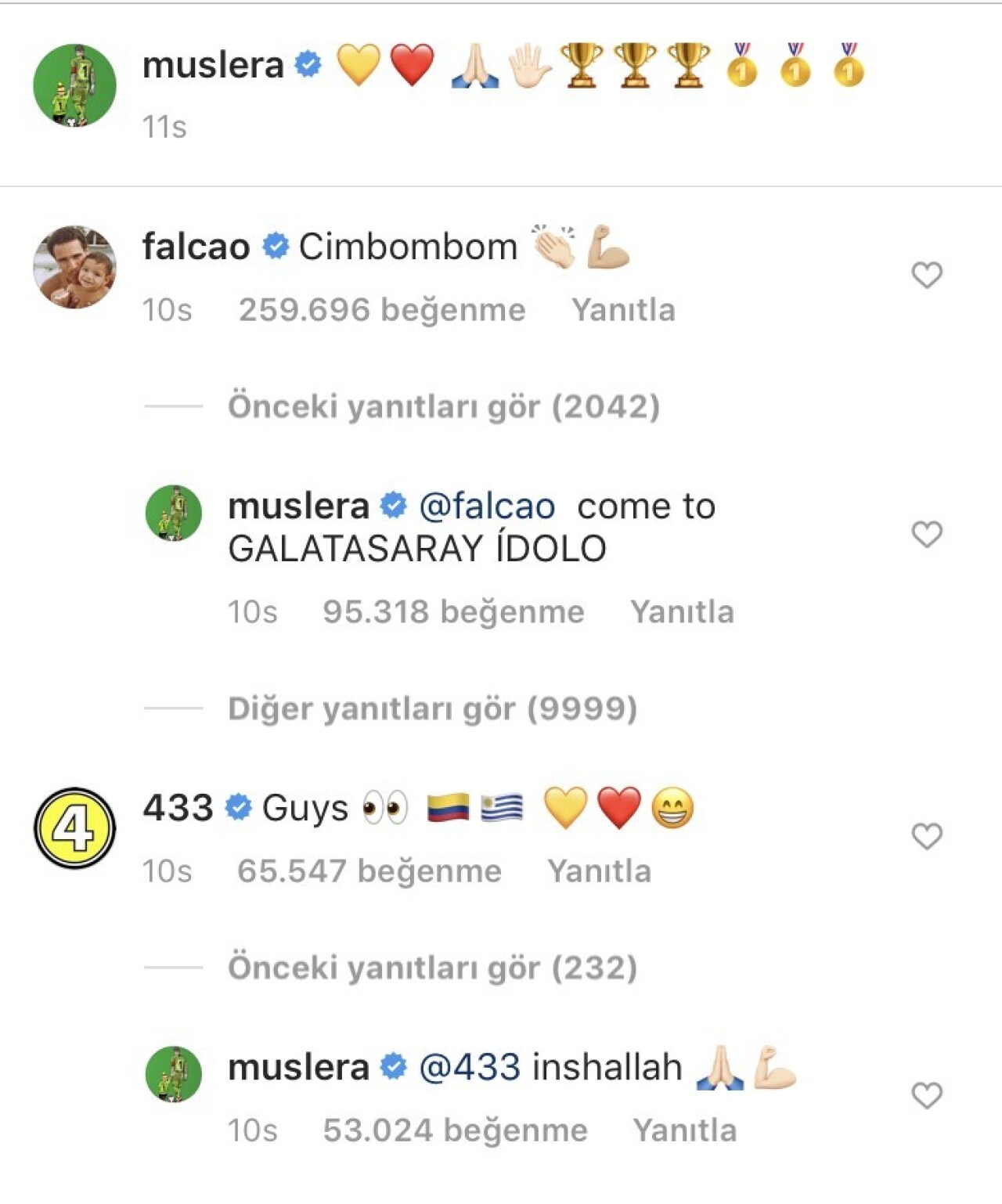 Radamel Falcao’dan Galatasaray taraftarını heyecanlandıran paylaşım