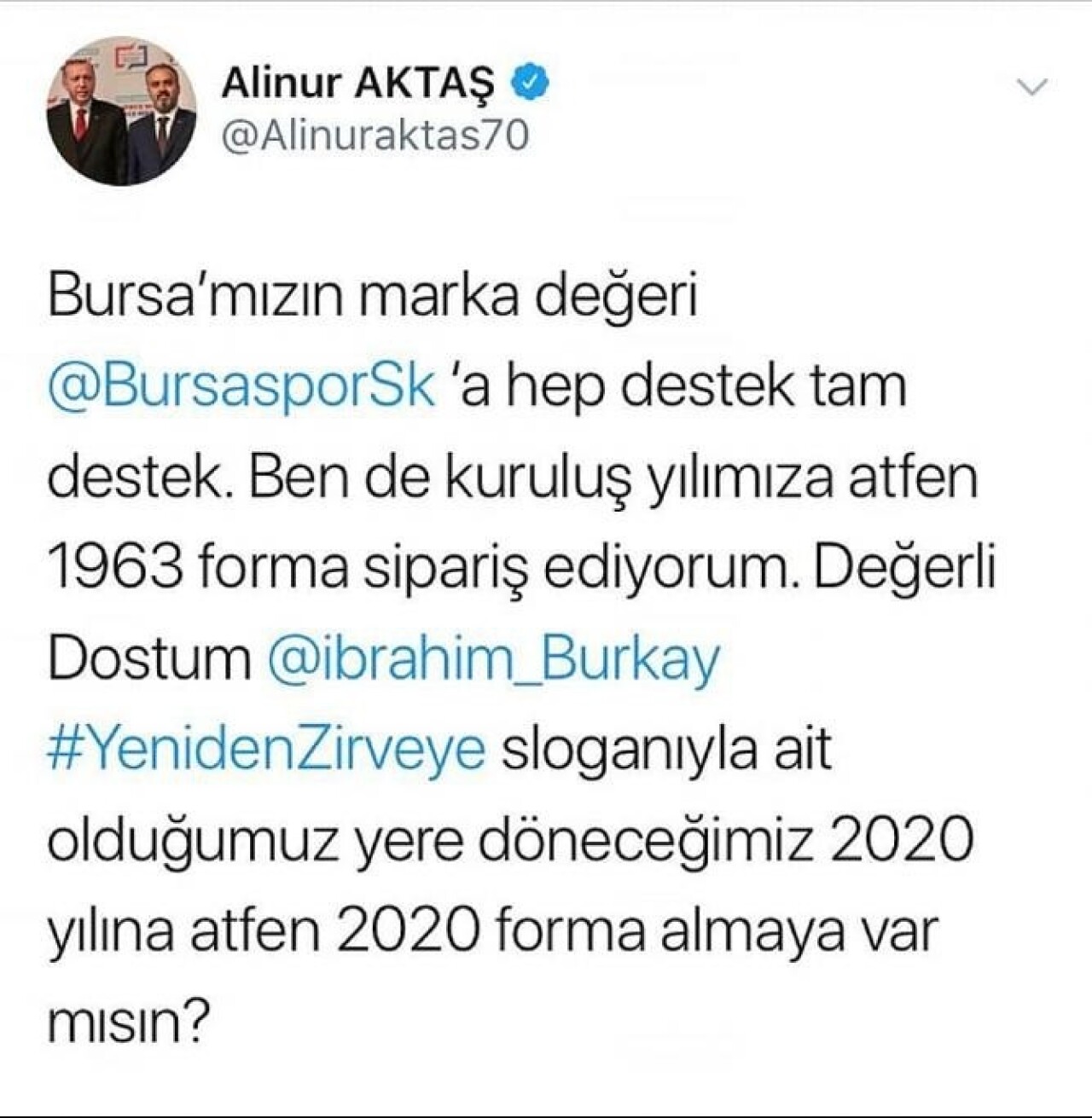 Aktaş ve Burkay’dan Bursaspor’a forma desteği