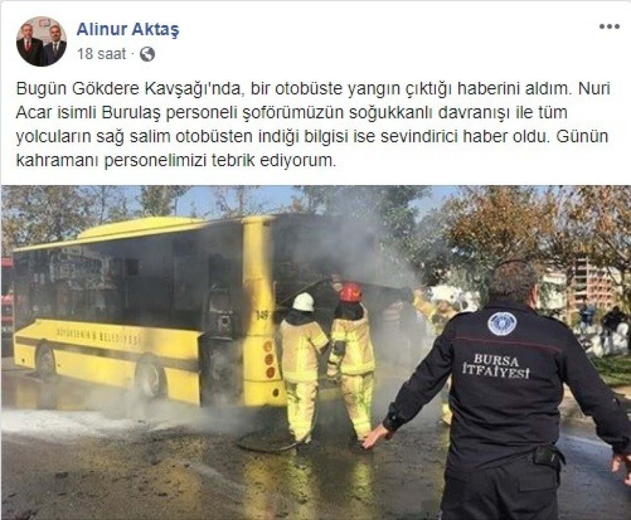 Başkan Aktaş’tan yolcuların hayatını kurtaran şoföre tebrik