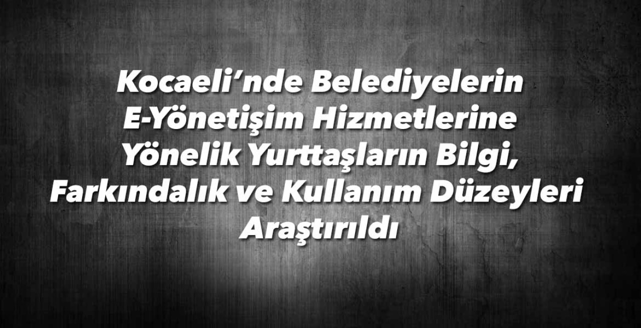 Kocaeli'nde E-belediyecilik kullanım düzeyleri araştırıldı