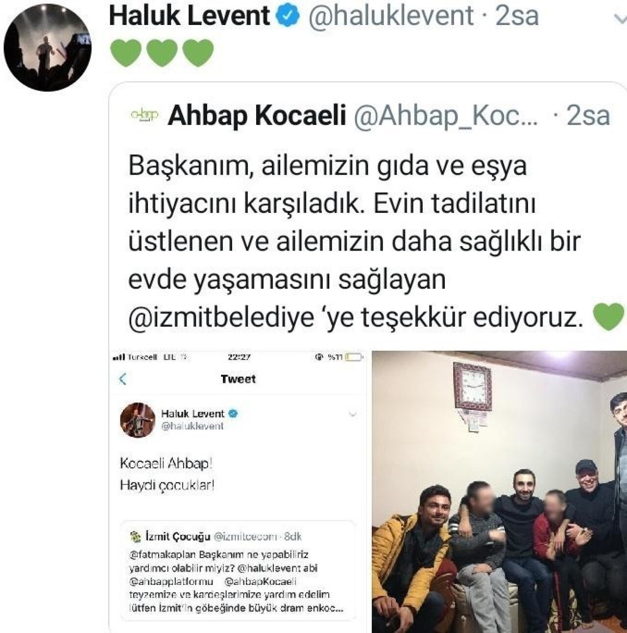 Haluk Levent ve AHBAP’tan İzmit Belediyesi’ne teşekkür