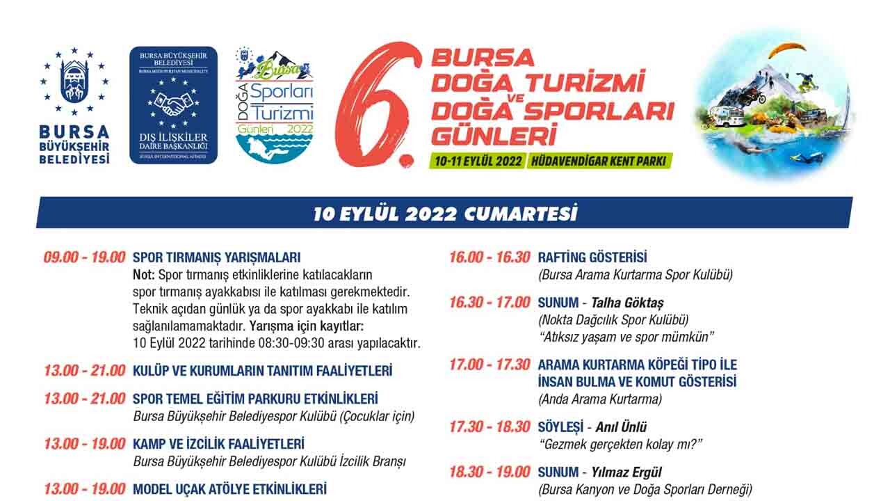 Bursa Doğa Sporları ve Doğa Turizmi Günleri 10 Eylül'de başlıyor