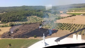 Çanakkale’de tarım arazisinde çıkan yangın ormana sıçramadan kontrol altına alındı