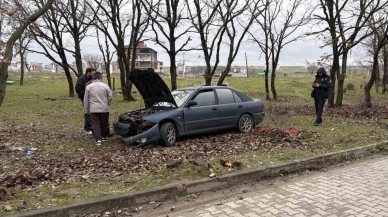 Kontrolden çıkan otomobil ağaçlık alana daldı: 1 yaralı