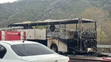 Bursa seyir halindeki yolcu otobüsü bir anda alev topuna döndü