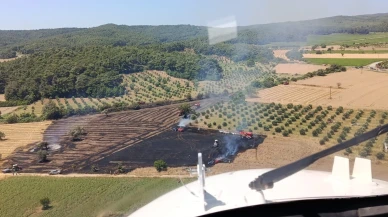 Çanakkale’de tarım arazisinde çıkan yangın ormana sıçramadan kontrol altına alındı