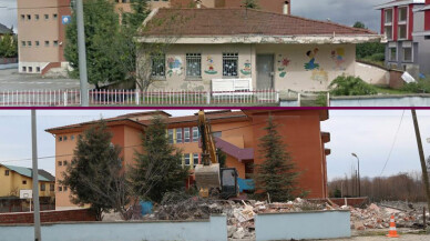 Sapanca'da eski ana okulu binası yıkıldı