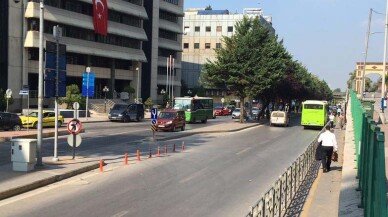 Merkez Bankası önünde tramvay alt yapı çalışması