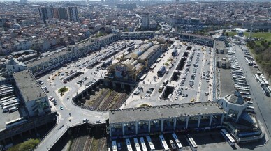 Otogarda seçim yoğunluğu  havadan görüntülendi