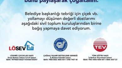 Başkan Çebi’den tebrik çiçeği yerine "bağış" çağrısı