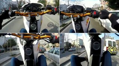 (Özel) Üsküdar’da motosikletlinin ‘tek teker terörü’ kamerada