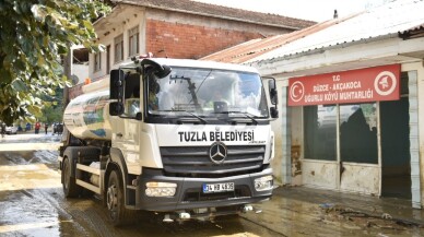 Tuzla Belediyesinden selden etkilenen köylere destek