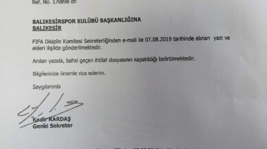 FIFA Balıkesirspor’un transfer yasağını kaldırdı