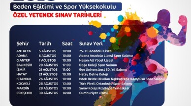 ’Özel yetenek sınavları’ 5 Ağustos’ta Antalya’da başlıyor