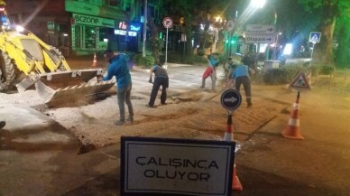 Büyükşehir İzmit merkezde gece mesaisinde