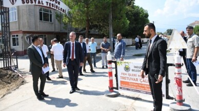 İnegöl Belediyesi’nden Burhaniye Mahallesi’ne otopark ve parke taşı