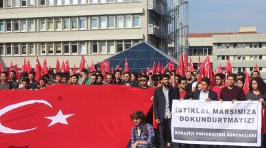 Boğaziçili öğrencilerden İstiklal Marşı’na saygısızlığa tepki