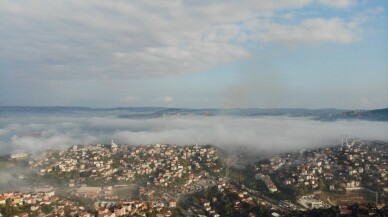 (Özel) Sisler altında kalan İstanbul havadan görüntülendi