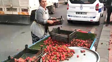 Zabıtaları görünce mallarını yola saçtı