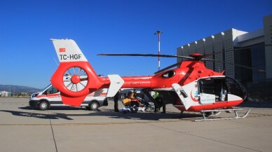 Septik şok geçiren hastaya helikopter ambulans ile sevk