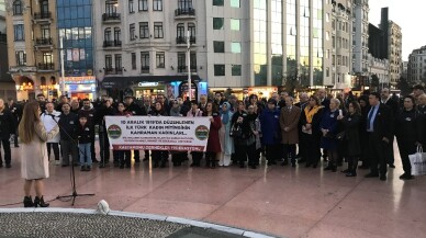 Türk tarihinin ilk kadın mitinginin yüzüncü yılı Taksim’de kutlandı