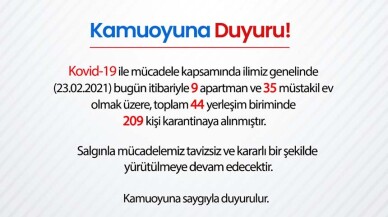 209 kişi karantinaya alındı