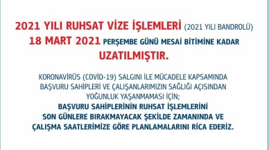 2021 yılı ruhsat vize işlem tarihi 18 Mart’a uzatıldı