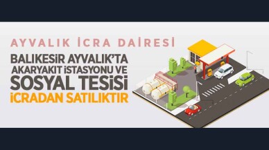 Ayvalık'ta icradan satılık akaryakıt istasyonu