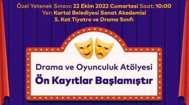 Kartal Belediye Tiyatrosu Drama ve Oyunculuk Atölyesi Ön Kayıtları Başladı