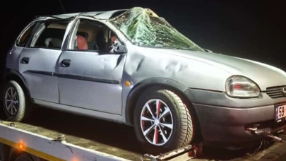 Keşan'da otomobil takla attı: 2 yaralı