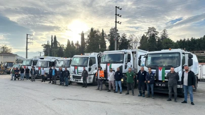 Filistin için birlik mesajı: Belediye ve araçları bayraklarla donatıldı