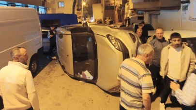 Kontrolden çıkan otomobil yan döndü: 1 yaralı