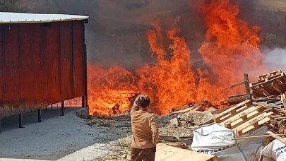 Tekirdağ'da palet fabrikasından alevler yükseldi