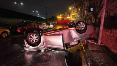 Çekmeköy’de kontrolden çıkan otomobil takla attı: 3 yaralı