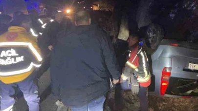 Kazdağları yolunda otomobil takla attı